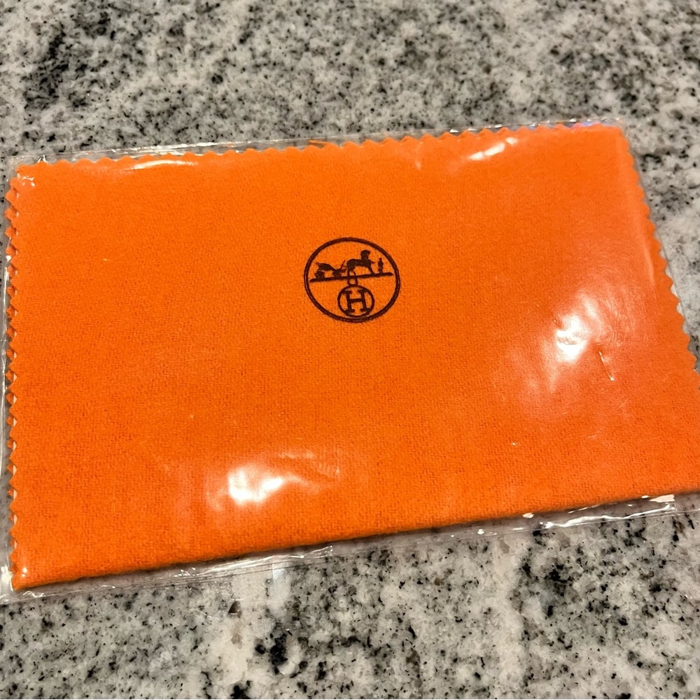 Rare🔥Brand new Hermes Orange Cotton Silver polishing cleaning Cloth
